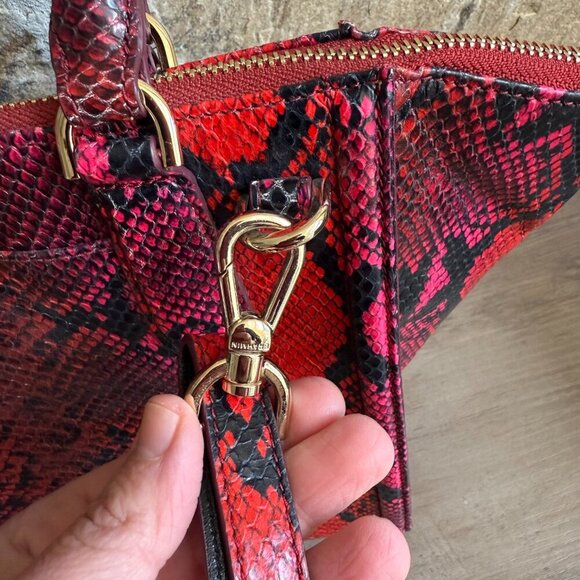 Brahmin Red Caroline Snake Print Small Satchel Melbourne Collection - Picture 8 of 13